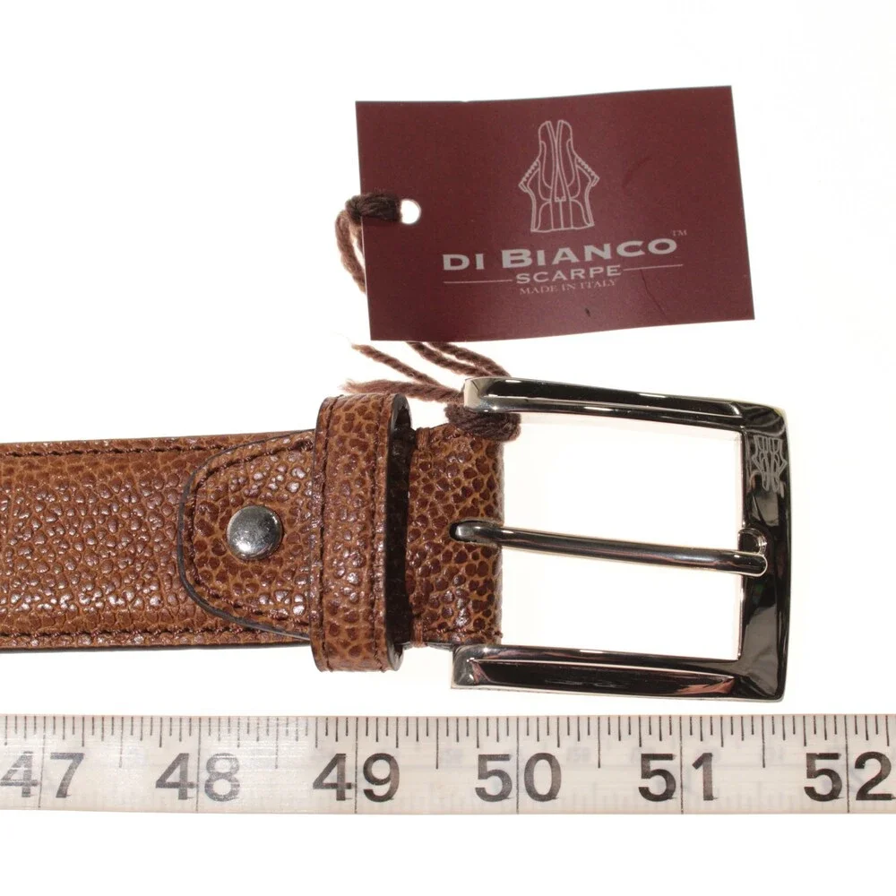 Di Bianco NWT Cut to Size Dress Belt In Solid Brown Pebbled Leather One Size